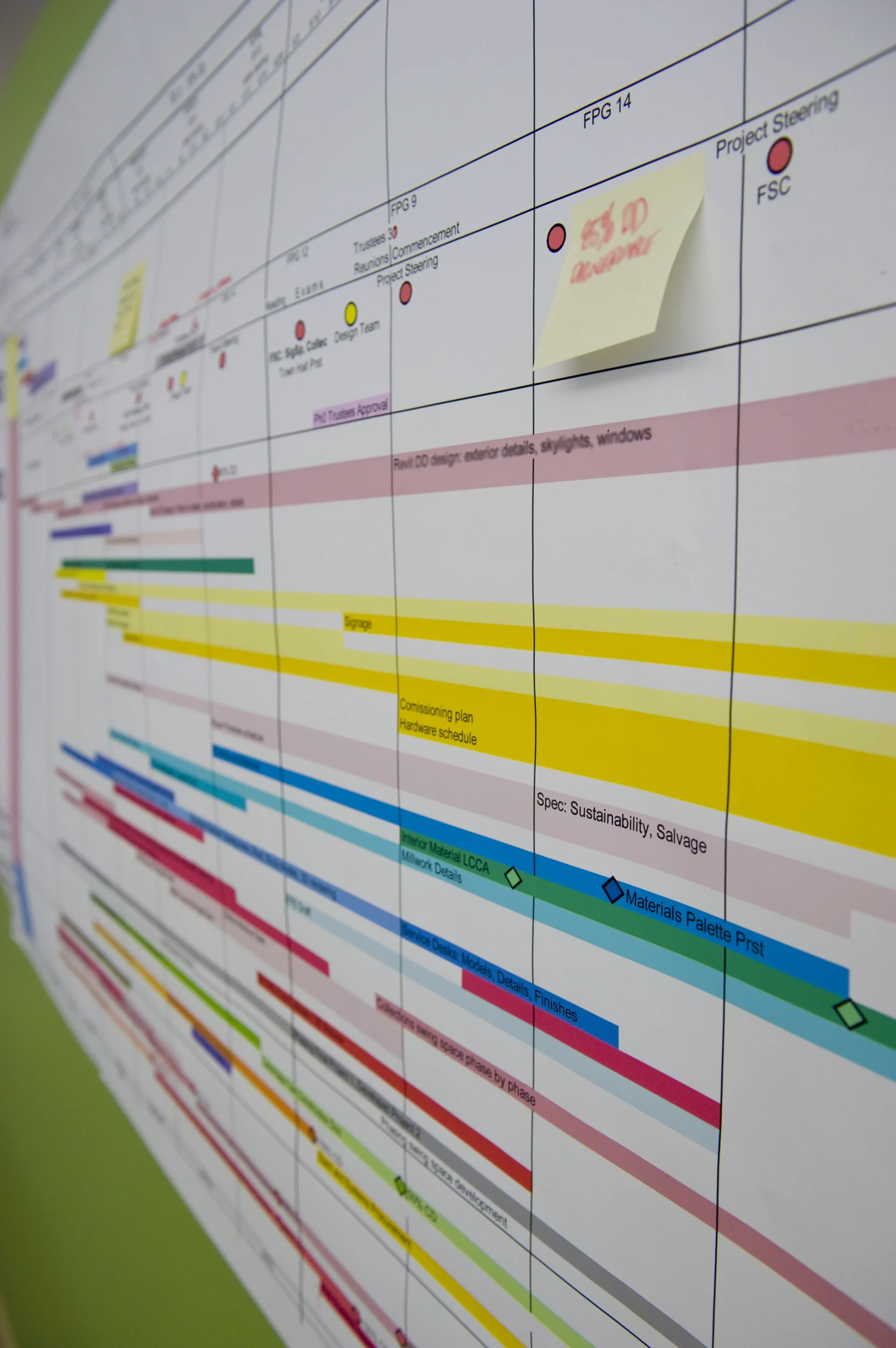 Mixed-use housing tower with residential balconies, rooftop amenities, and large-scale public art mural in an urban high-rise development